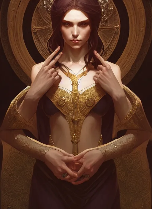 Prompt: medieval enigmatic goddess, rpg character, intricate, elegant, highly detailed, digital painting, artstation, concept art, smooth, sharp focus, illustration, art by artgerm and greg rutkowski and alphonse mucha, 8 k