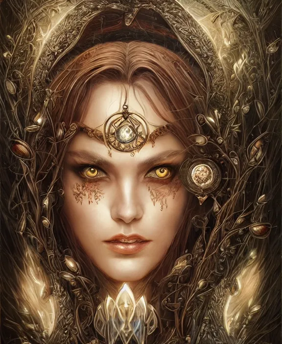 Prompt: a highly detailed symmetrical painting of a sorceress with piercing beautiful eyes, spring tundra setting, dynamic lighting, ambient lighting, deviantart, art by mark brooks and artgerm and karol bak
