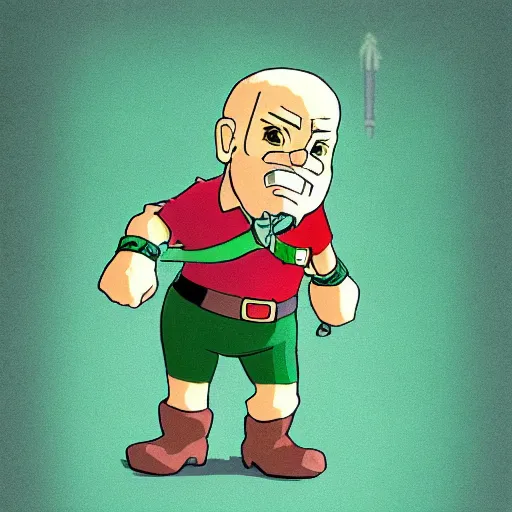 Image similar to cel - shaded image of joe biden as tingle from legend of zelda, by studio ghibli