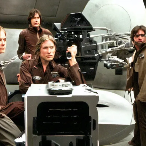 Image similar to battlestar galactica 2 0 0 3, behind the scenes photo