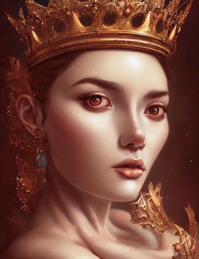 Image similar to blurred background. close-up portrait of a goddess in crown, by Artgerm and Afarin Sajedi and greg rutkowski. octane render. photorealism.