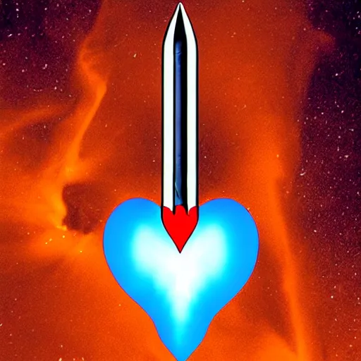 Prompt: photograph of nasa's heart shaped rocket