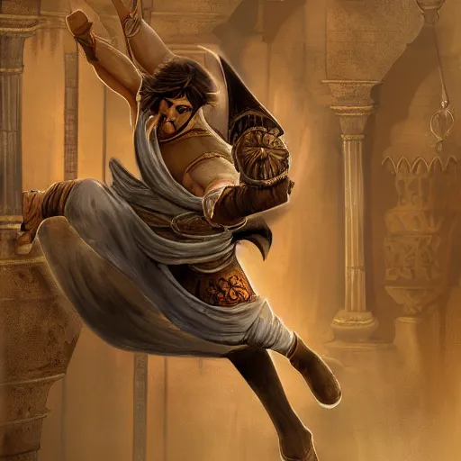 Prompt: A concept art of prince of persia by Hydropix, Bruno Gentile