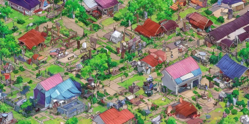 Prompt: anime style farm