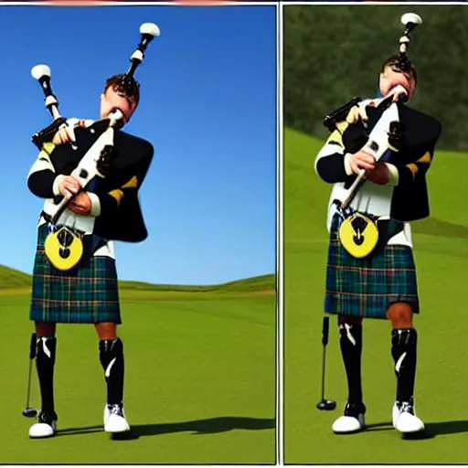 Prompt: a yellowjacket hornet playing bagpipes on a golf course, realistic, hyper realistic, intricate