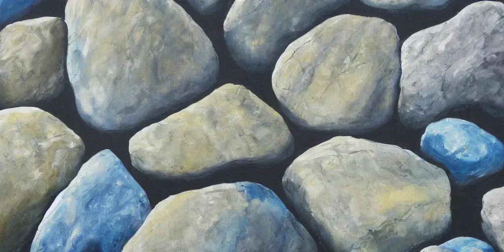 Image similar to detailed painting of rocks having a conversation