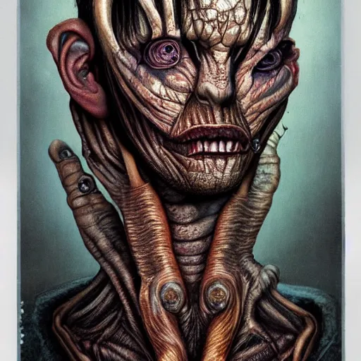 Prompt: bodyhorror portrait of leon trotskiy abomination, photo - realistic, color image, 2 k, highly detailed, by h. r. giger