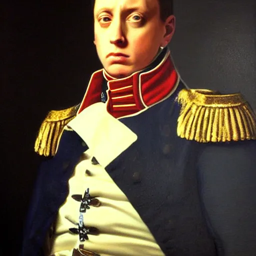 Prompt: eminem as french emperor napoleon oil painting