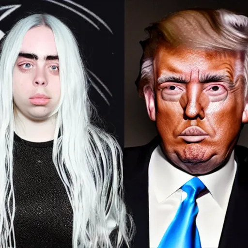 Image similar to a crossover between Billie Eilish and Donald Trump