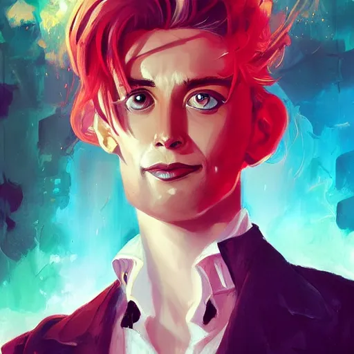 Image similar to portrait of dorian gray, hedonistic, retrowave, behance hd, concept art by jesper ejsing, by rhads, makoto shinkai cyril rolando, madgwick