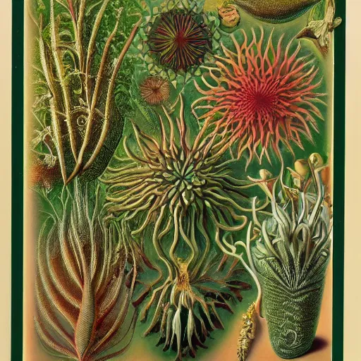 Prompt: magical botany by ernst haeckel