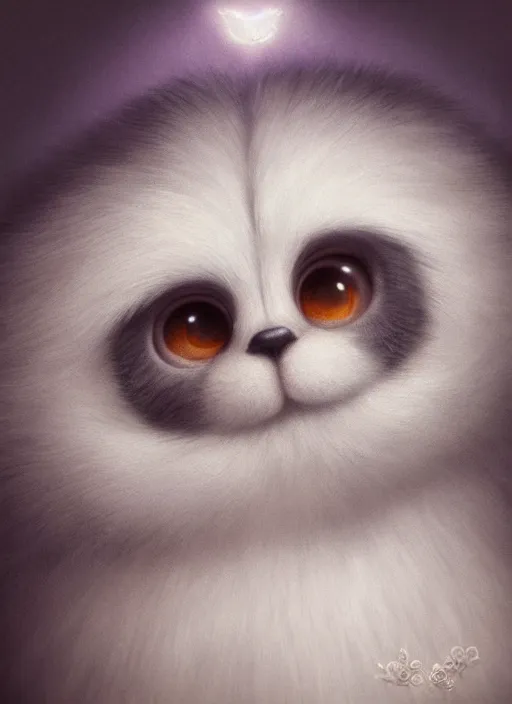 Image similar to highly detailed closeup portrait of cute fluffy animals, unreal engine, nicoletta ceccoli, mark ryden, earl norem, lostfish, global illumination, god rays, detailed and intricate environment