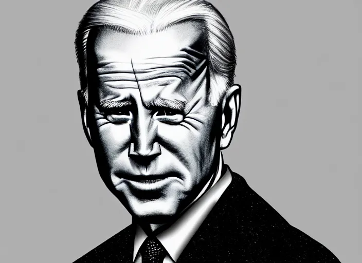 Prompt: an extremely detailed masterpiece grunge drawing of joe biden, in the style of richard avedon, after life, loony toons style, horror themed, detailed, elegant, intricate, trending on artstation, 4 k