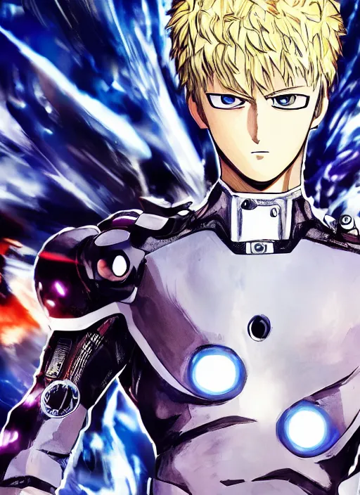 Image similar to A full portrait photo of real-life genos from one punch man, f/22, 35mm, 2700K, lighting, perfect faces, award winning photography.