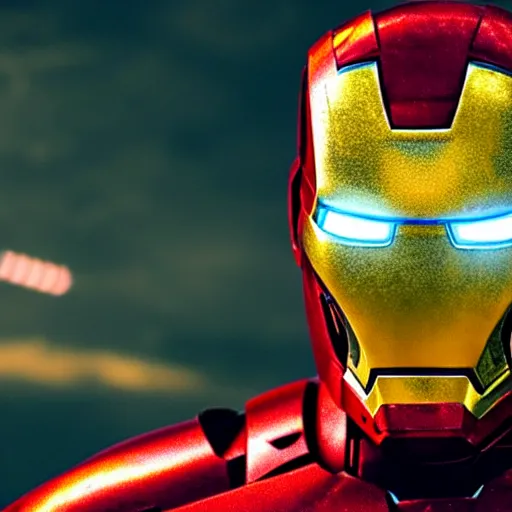 Prompt: A still of Iron Man somewhere in the universe, Cinematic, Space, Galaxy, 8K, highly detailed, reflection, Neon, epic,