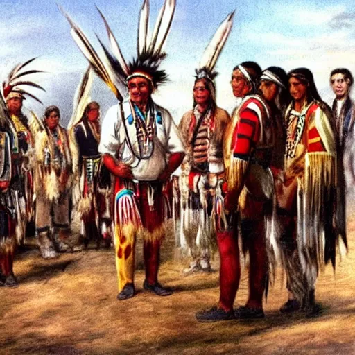 Prompt: native americans meet colonisers