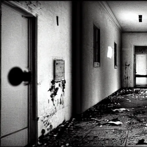 Image similar to a haunted asylum, cctv, found footage