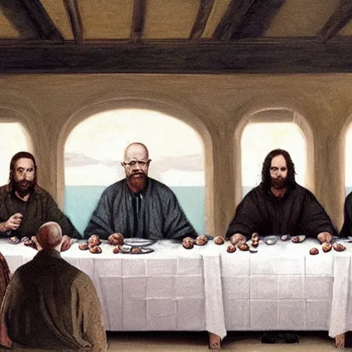 Prompt: walter white at the last supper