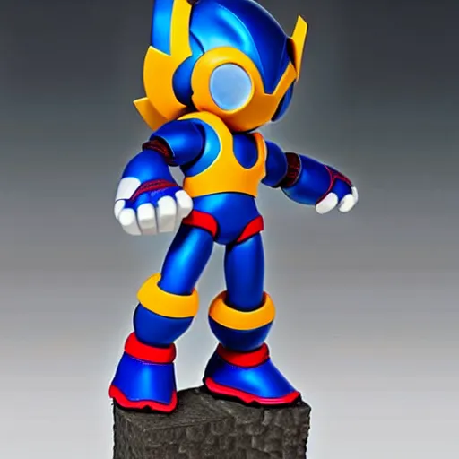 Image similar to realistic scultpure of sneaker design, sneaker design megaman capcom style mixed with aztec mayan native street fashion, painted by akira toriyama and studio ghibli princess mononoke megaman capcom