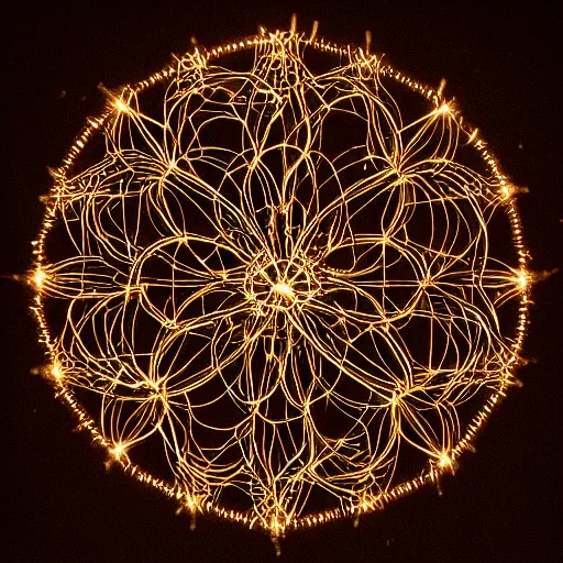 Image similar to Intricate beauty, detailed symmetry, dark, void 1a, flowers, glowing thin wires, beautiful lighting