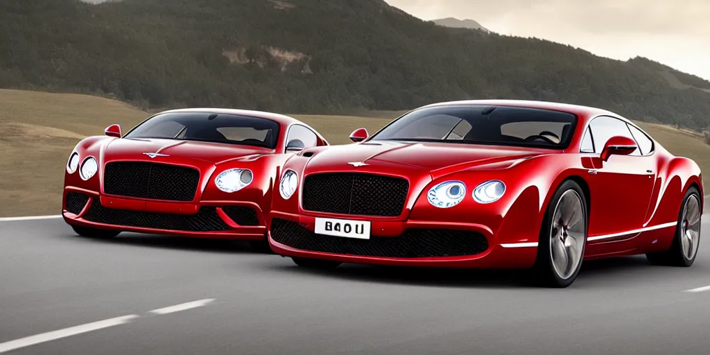 Prompt: beautiful close - up product render of the latest bentley, ferrari, bugatti fusion car model driving down a country road. powerful engine. ultra - luxury. render in unreal engine 6, lighting demo. 4 k wallpaper. premium prints available.