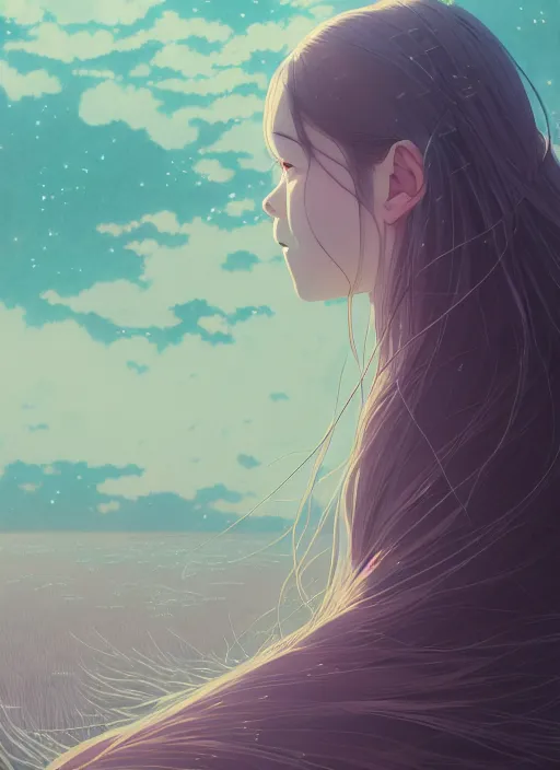 Image similar to portrait of a girl, cloudy sky background lush landscape ln illustration concept art lotr anime key visual portrait long flowing hair fine detail delicate features gapmoe kuudere trending pixiv by victo ngai fanbox by greg rutkowski makoto shinkai takashi takeuchi studio ghibli