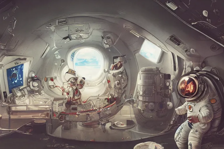 Image similar to hyperrealistic photography of a machine entering an astronaut host in the style of Jin Kagetsu, James Jean and wlop, highly detailed, sharp focus, intricate concept art, digital painting, ambient lighting, deep colors, 4k, artstation