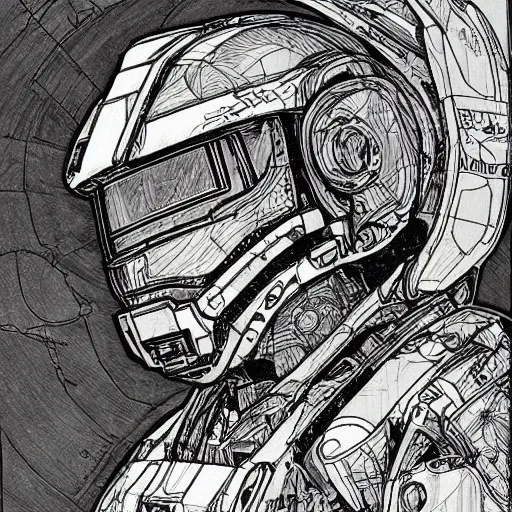 Image similar to master chief by ed fairburn, joseph clement coll, franklin booth