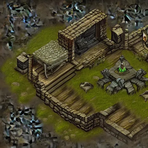 Prompt: skyrim re - imagined as an isometric top down game