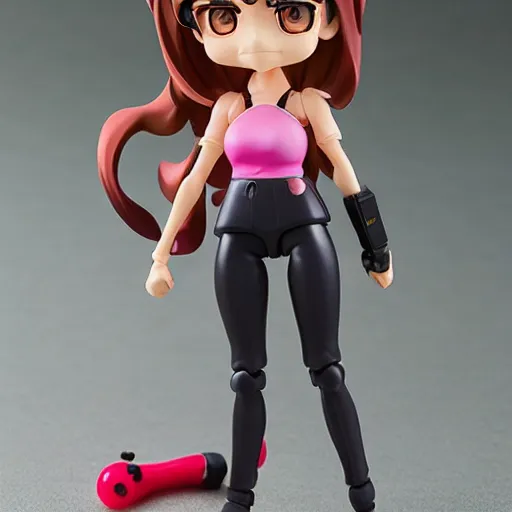 Image similar to Famous Streamer Amouranth Alinity KaceyTron LilyPichu as a Figma anime figurine. Posable PVC action figurine. Detailed artbreeder face. Full body 12-inch Figma anime statue.