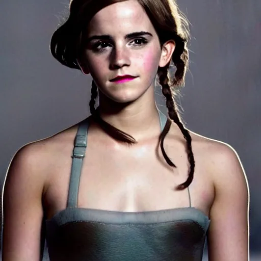 Image similar to emma watson in hunger games, full body shot, highly - detailed, sharp focus, award - winning