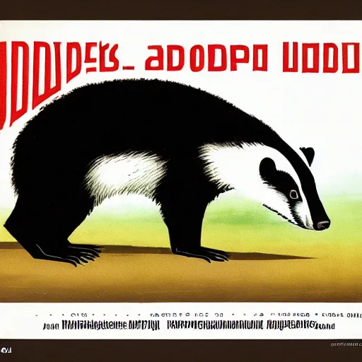 Prompt: A badger propaganda poster from the Soviet Union convincing people to support badgers.