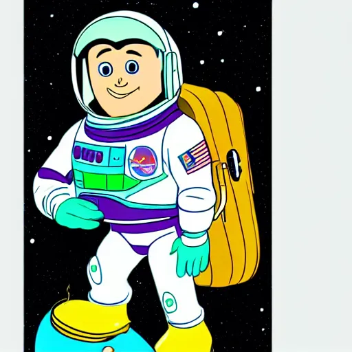 Prompt: cute astronaut penguin with helmet on, floating on space, in the style of the new buzz lightyear movie