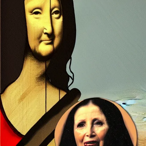 Image similar to a painting of xi jinping yelling at nancy pelosi, in the style of mona lisa,