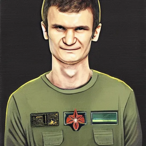 Prompt: portrait of vitalik buterin as starbuck from battlestar galactica