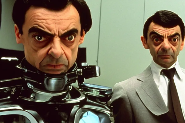 Image similar to VFX movie where Mr. Bean plays Robocop by Paul Verhoeven