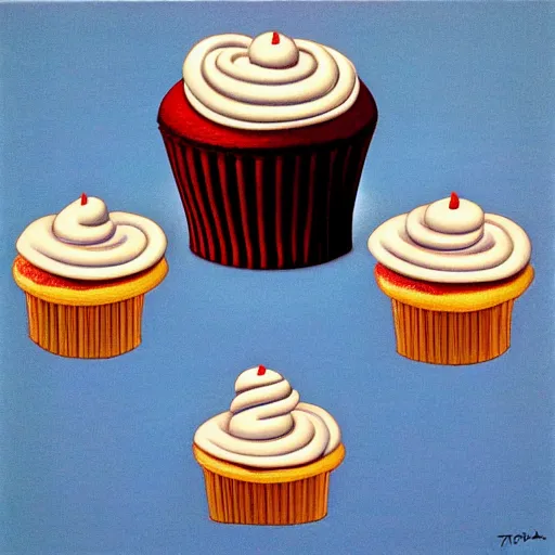 Prompt: cupcake drawn by george tooker