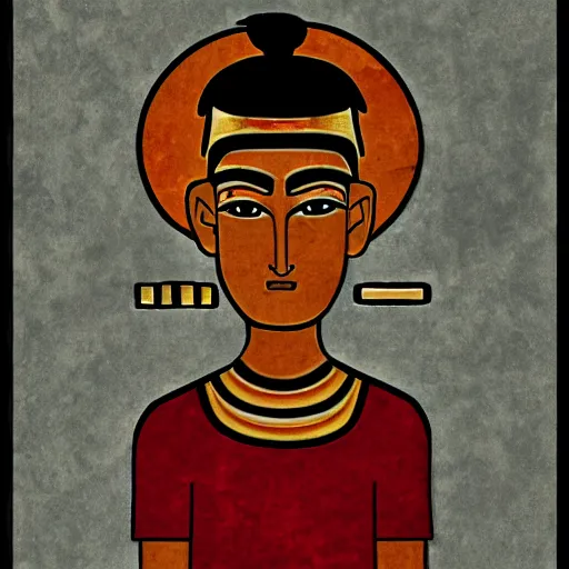 Image similar to dave strider in the style of ancient egyptian artwork