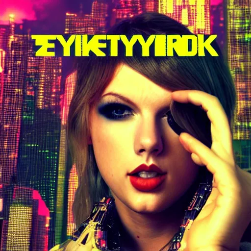 Prompt: a cyberpunk style album cover for a Taylor Swift electro pop album