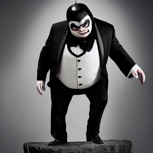 Prompt: jack black as the penguin, dc, photography, movie,