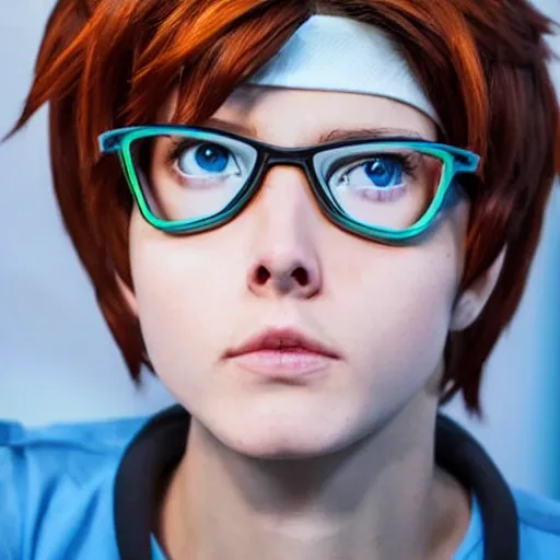 Prompt: tracer from Overwatch as a real person