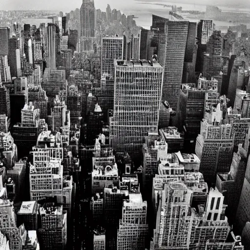 Prompt: Photo of New York City in the year 1950, black and white, photorealistic,