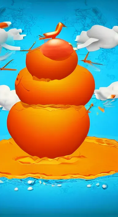 Image similar to orange floating island cartoon app background artwork, digital art, award winning