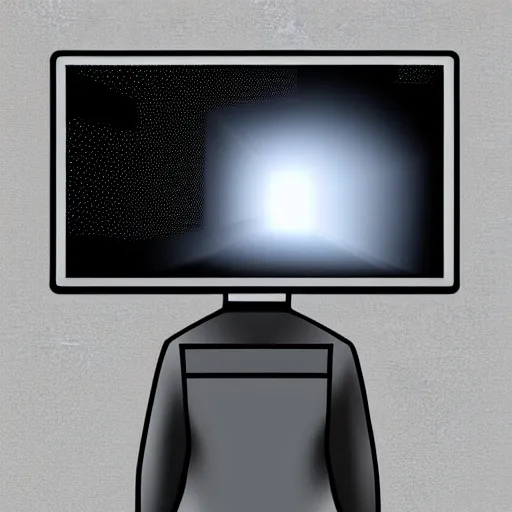 Image similar to a man walking into a static television, detailed digital art