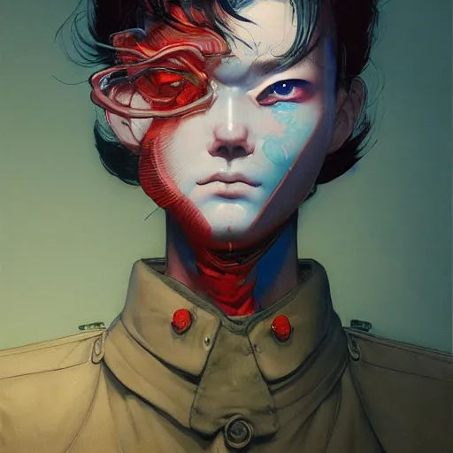 Image similar to prompt : soviet doomer portrait soft light painted by james jean and katsuhiro otomo and erik jones, inspired by akira anime, smooth face feature, intricate oil painting, high detail illustration, sharp high detail, manga and anime 1 9 9 9