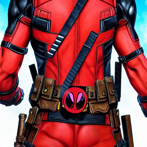 Prompt: a portrait of deadpool, extremely detailed digital art by mark brooks