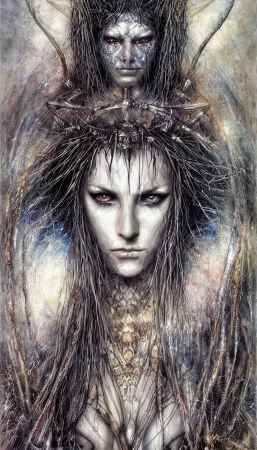 Prompt: portrait of a digital shaman, by luis royo,