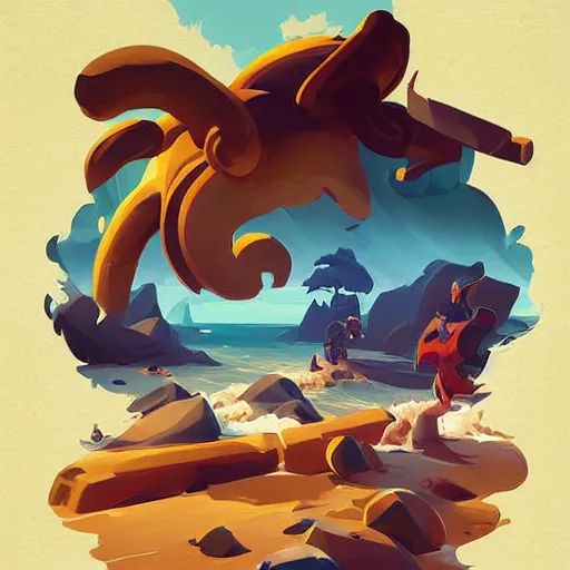 Image similar to painting treasure on sea of thieves game smooth median photoshop filter cutout vector, behance hd by jesper ejsing, by rhads, makoto shinkai and lois van baarle, ilya kuvshinov, rossdraws global illumination