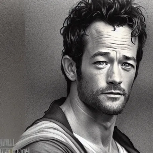 Prompt: amazing lifelike award winning pencil illustration of Luke Perry 90210 trending on art station artgerm Greg rutkowski alphonse mucha cinematic