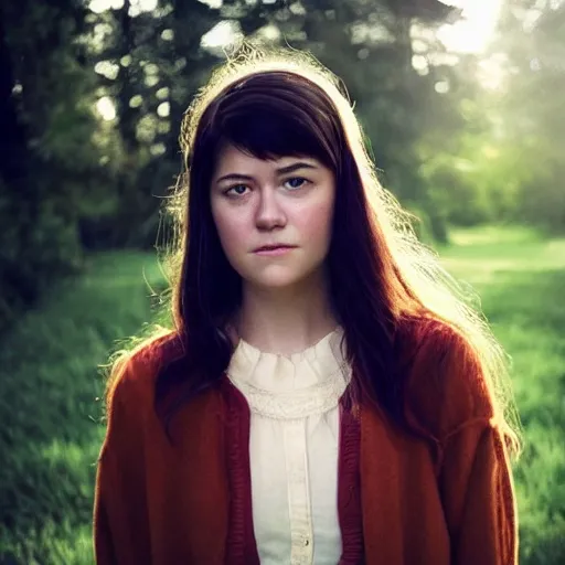 Image similar to a masterpiece portrait photo of a beautiful young woman who looks like mary elizabeth winstead as a ghibli protagonist, symmetrical face